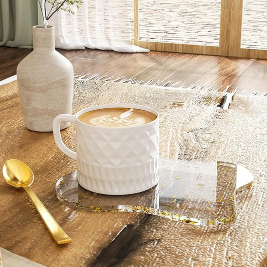 Acrylic Coaster Decorative Plates, Irregular Bar Drink Coaster, Clear Cloud Shape Coffee Cup Coaster, Perfect for Tabletop Protection and Accessories Display.(Gold)