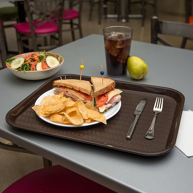 Carlisle FoodService Products Cafe Plastic Fast Food Tray, 14" x 18", Chocolate
