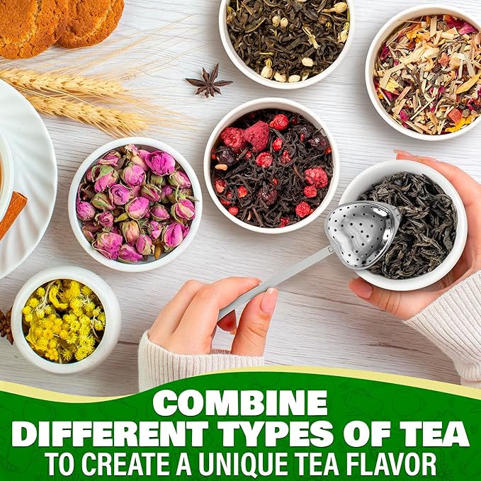 10 Pcs Heart Tea Infuser for Loose Leaf Tea Steeper – Rust-Resistant Stainless Steel Strainers with Secure Clasp, Easy Brewing Design, Keeps Loose Leaves Held | Romantic Valentine’s Day Tea Moments