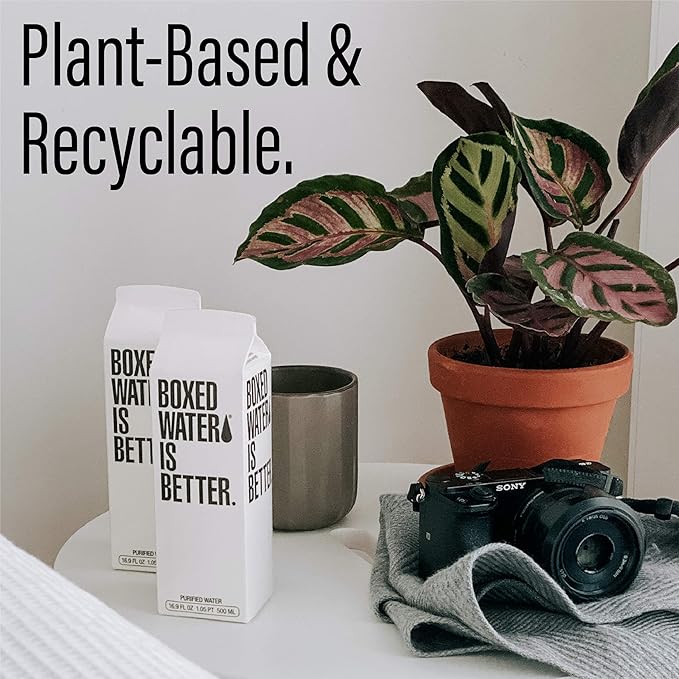 Boxed Water 16.9 oz. (12 Pack) – Purified Drinking Water in Plant-Based Cartons – BPA-Free, Refillable, Reusable – More Sustainable than Premium Plastic Bottles