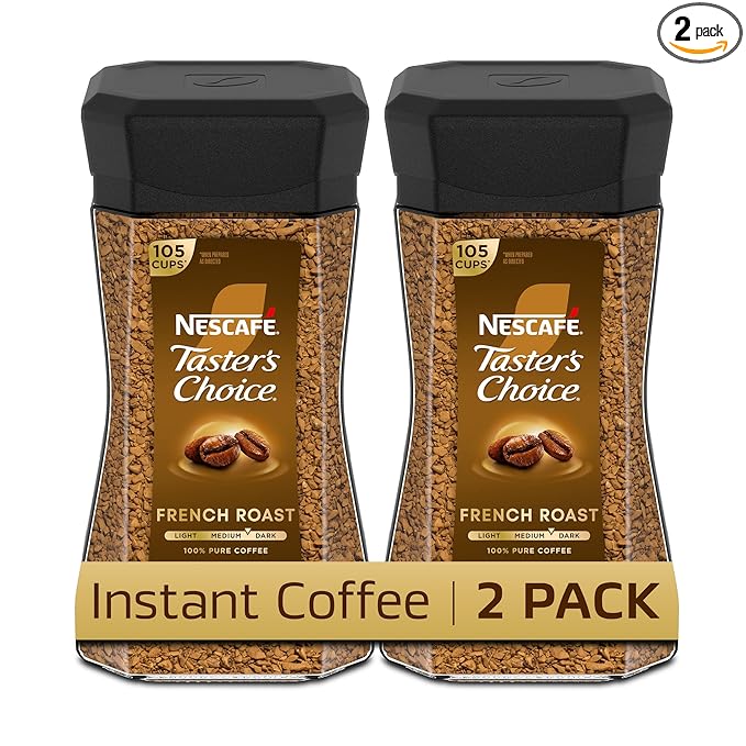 NESCAFÉ Taster's Choice Instant Coffee, Dark Roast Coffee, French Roast, 2 Jars (7 Oz Each)