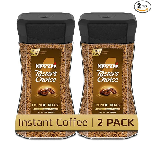 NESCAFÉ Taster's Choice Instant Coffee, Dark Roast Coffee, French Roast, 2 Jars (7 Oz Each)
