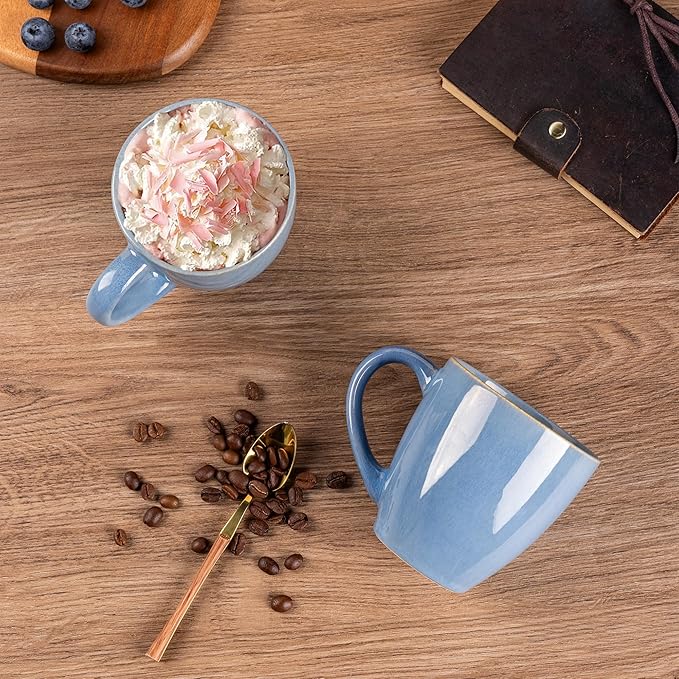 GBHOME Ceramic Coffee Mugs Set of 6, 12oz Stoneware Coffee Mugs Set For Dad Mom Women MEN, Light Weight Coffee Cups for Latte/Tea/Beer/Hot Cocoa, Dishwasher & Microwave Safe