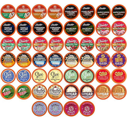 Two Rivers Coffee Flavored Coffee Pods Sampler Compatible with K Cup Brewers Including 2.0, Single Serve Variety Pack, Assorted, 52 Count