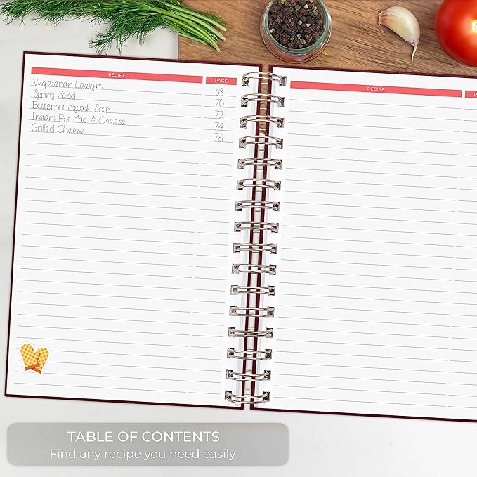 Clever Fox Recipe Book Spiral – Make Your Own Family Cookbook – Blank Recipe Notebook Organizer – Empty Cooking Journal to Write In Recipes – Medium Size, 6.3”x8.3”, Hardcover (Burgundy)