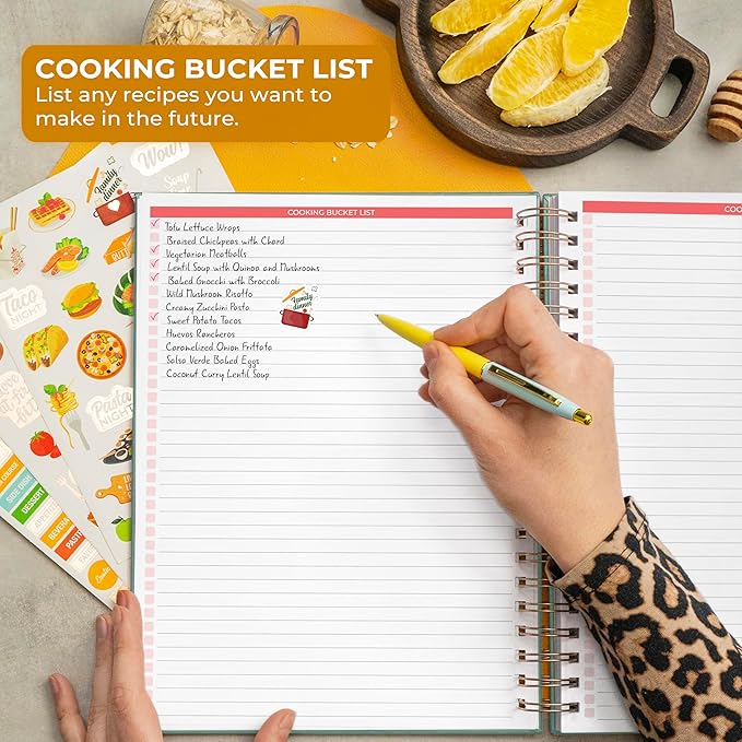 Clever Fox Recipe Book Spiral – Blank Family Cookbook – Empty Cooking Journal – Notebook Organizer to Write In Recipes – Large (Mint Cream)