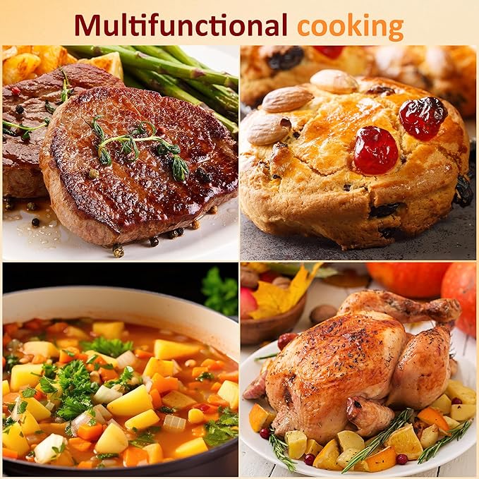 Sunvivi Electric Roaster,20 Quart Roasting Oven with Self-Basting Lid Removable Pan,Turkey Roaster Oven with 150 to 450F Temperature Control Cool-Touch Handles,Silver