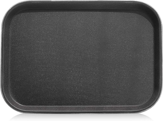 New Star Foodservice 24852 Restaurant Grade Non-Slip Tray, Plastic, Rubber Lined, Rectangular, 10-Inch x 14-Inch, Black
