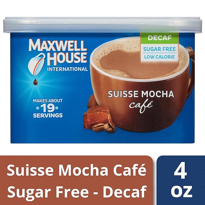 Maxwell House International Coffee Decaf Sugar Free Suisse Mocha Cafe, 4 Ounce