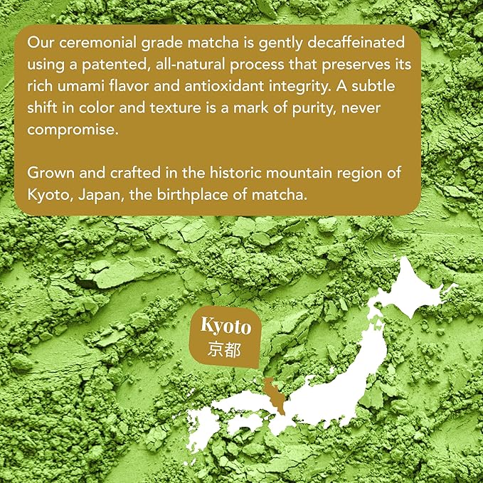 Super-Premium Decaf Matcha Green Tea Powder From Japan – 1.06 oz / 30 g – Highest Ceremonial Grade Matcha On The Market – Naturally Decaffeinated Without Chemicals – Tested for Heavy Metals – First Harvest, Shade-Grown & Caffeine-Free Matcha Powder