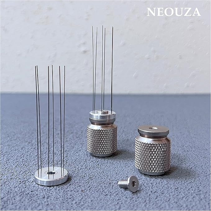 NEOUZA Coffee WDT Distribution Tool Accessories, Aluminum Handle, 0.4mm 6 Stainless Needles, Espresso Powder Stirrer