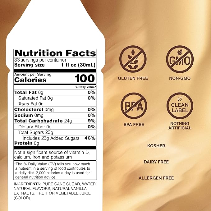 Monin - Vanilla Syrup | Pure & Rare Madagascar Vanilla, Premium Syrup for Coffee, Lattes & More | Clean Label with No Artificial Flavors, No Artificial Preservatives (BPA Free Bottle, 33.8 fl oz)