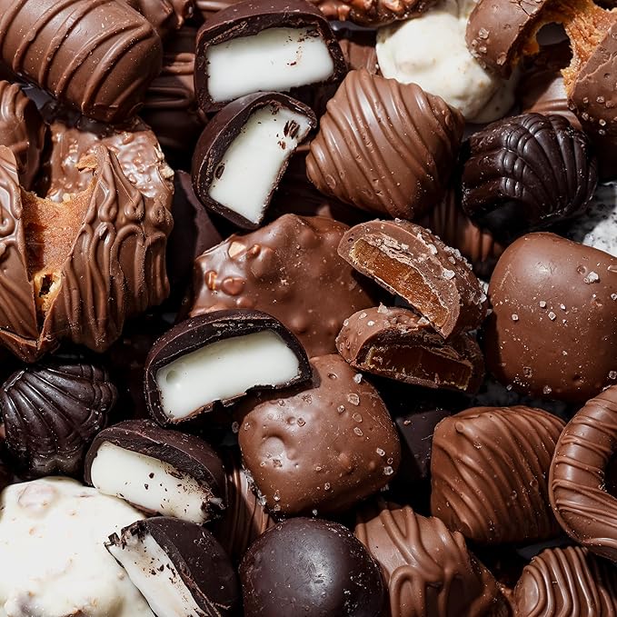 Thanksgiving Gift Basket, Assorted Gourmet Dark and White Chocolate Truffles, Holiday Treats in Elegant Gift Box, Bonnie and Pop