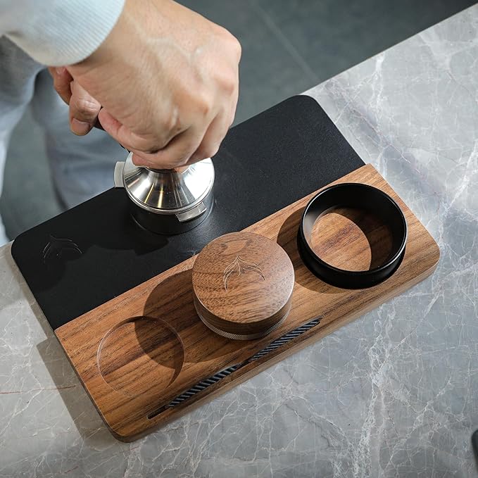Espresso Mat 58mm Walnut Leather Coffee Tamping Mat