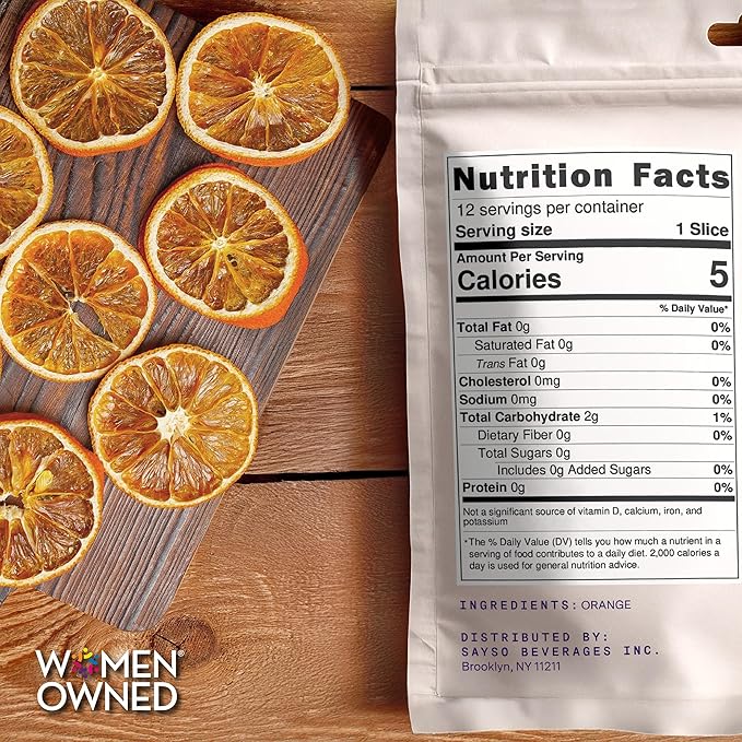 SAYSO Dehydrated Oranges | Dried Fruit Slices for Cocktail or Mocktail Garnish for Drinks | Premium Quality Citrus | Single Ingredient, Hand Selected, 12 Slices