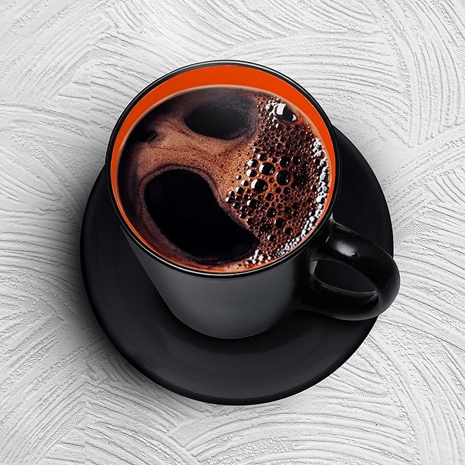 DISCOUNT PROMOS Ceramic Coffee Latte Mugs 12 oz. Set of 10, Bulk Pack - Perfect for Coffee, Tea, Espresso, Hot Cocoa, Other Beverages - Orange