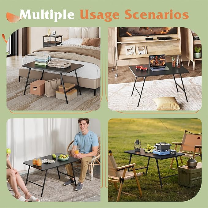 WLIVE Folding Coffee Table, Modern Portable Small Coffee Table with No Assembly Needed for Living Room, Home, Small Space, Rustic Brown
