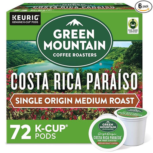 Green Mountain Coffee Roasters Costa Rica Paraiso Single-Serve K-Cup Pods, Medium Roast Coffee, 72 Count