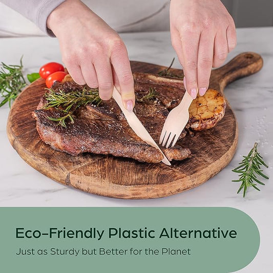 PURPLECLAY Wooden Disposable Forks (300 PCS) FSC Certified Wood Compostable Forks, Eco-Friendly Compostable Utensils for Party, Plastic-Free Wood Utensil, Bamboo Utensils Alternative, Fork for Eating