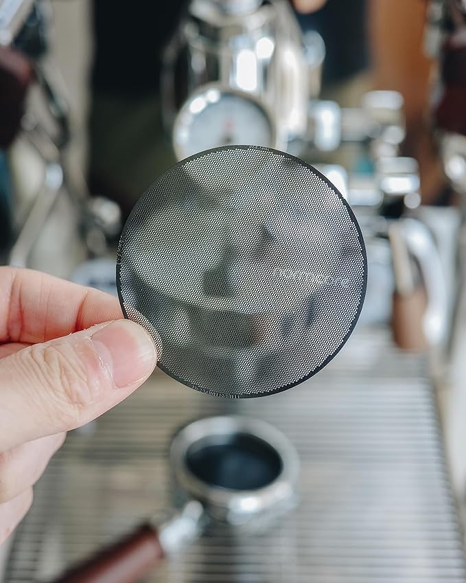 Normcore 58.5mm Ultra-Slim 0.2 mm Puck Screen - Lower Shower Screen - Metal Coffee Reusable Filter for 58mm Portafilter - 200-micron Laser etched - 316 Stainless Steel with Titanium PVD Coating
