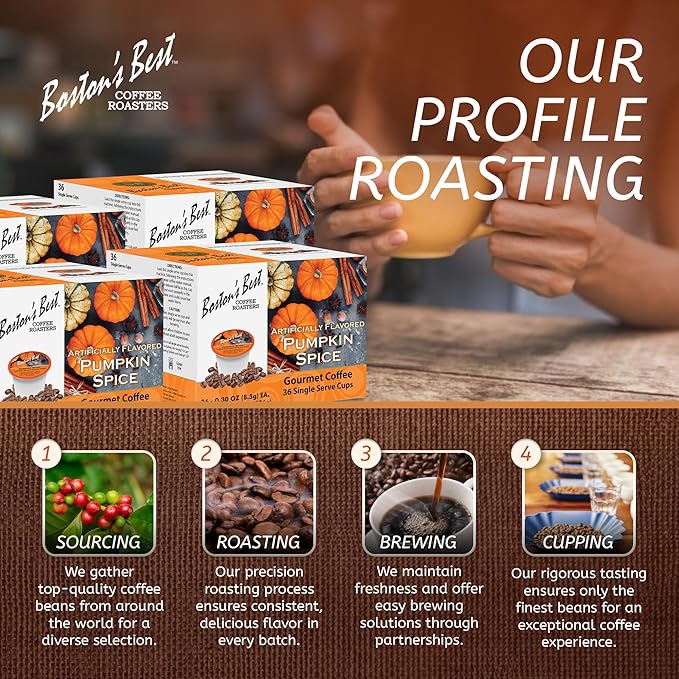 Boston’s Best - Fall-Inspired Pumpkin Spice Coffee, Medium Roast Flavored Gourmet Flavour Compatible with Keurig Coffee Maker, 1 Count (144 Single Serve Cups)