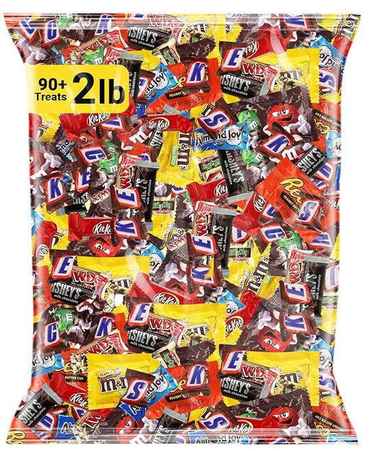 Assorted Chocolate Candy Mix - Individually Wrapped Chocolates - 2lb Bulk Variety Pack for Snacking, Sharing, and Gifting - Ideal for Home, Office, and Events