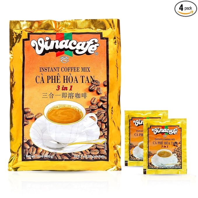 Vinacafe Instant Coffee Mix 3 in 1 (Pack of 4 | 20 Sachets Per Bag)