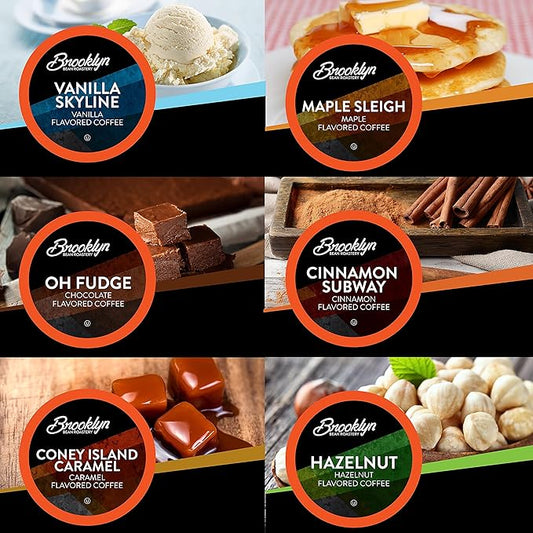 Brooklyn Beans Flavored Coffee Pods Assorted Gourmet Variety Pack,Compatible with 2.0 Keurig K Cup Brewers,40 Count (Pack of 2)