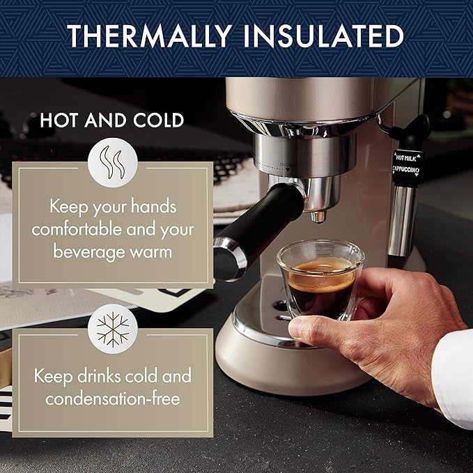 De'Longhi Double Walled Thermo Espresso and Latte Glasses Bundle (Set of 4)