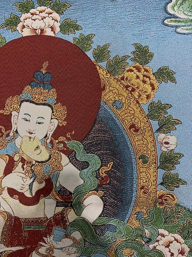 Silk Embroidey Tibetan Thangka Buddhism Tapestry Vajrasattva Double Body Tangka Fengshui Wall Hanging for Home Decor Tapestry Meditation