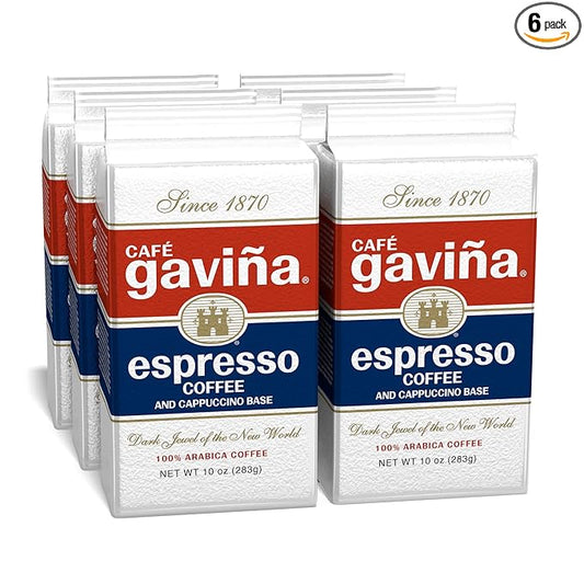 Café Gaviña Espresso Coffee, Fine Ground Dark Roast, 100% Arabica, 6 x 10 oz Bricks