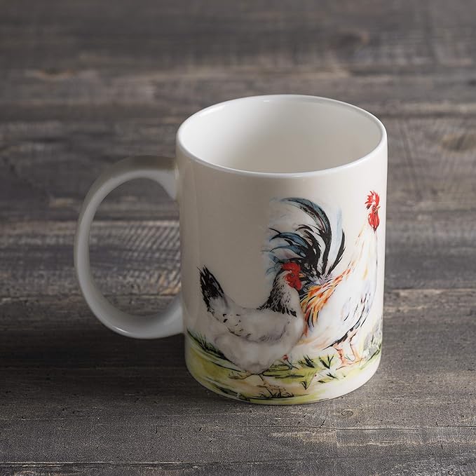 Maison d' Hermine Coffee Mug with Handles Fine Bone China Mugs Pack of One Tea Cups for Hot Beverages Cappuccino Latte Home Restaurant Office Perfect for Gift (Campagne - Basse Cour, 15 Ounce)