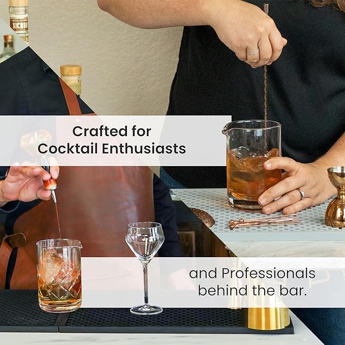 A Bar Above Cocktail Mixing Glass, Classic Style Enhanced Annealed Lead-Free Crystal Stirring Pitcher, Thick Weighted Base for Stable Stirring, 18 Oz Drink Mixer for Craft Cocktails at Home or Bars