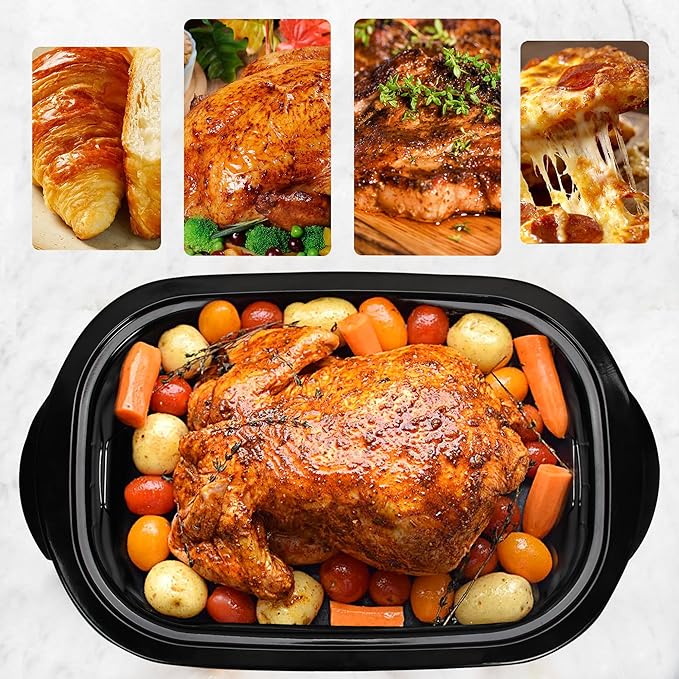 18 Quart Roaster Oven with Self-Basting Lid, Electric Turkey Roaster Oven with Defrost & Warm Function, Adjustable Temperature, Removable Pan Rack, Stainless Steel, Silver