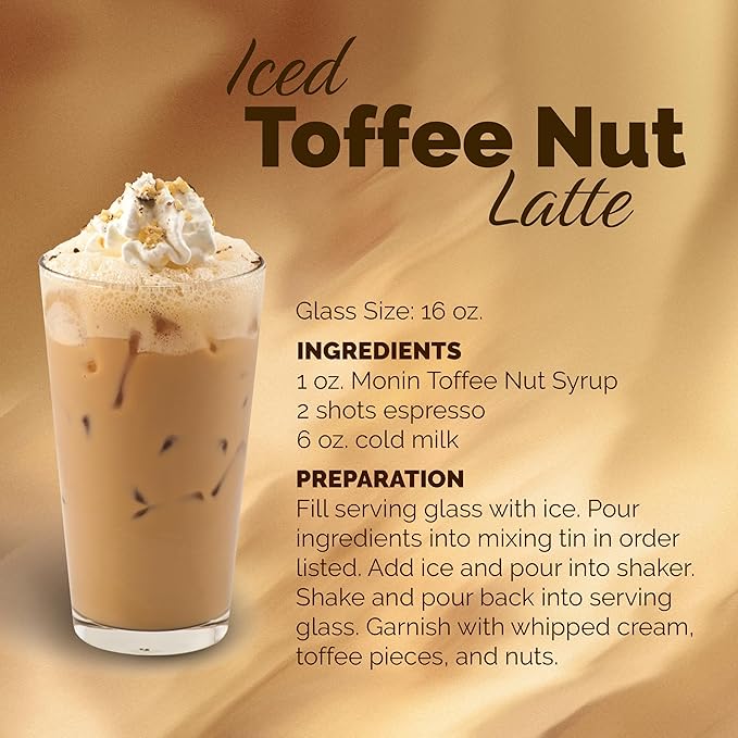 Monin - Toffee Nut Syrup, Bold and Buttery, Great for Coffee and Desserts, Gluten-Free, Non-GMO (1 Liter)
