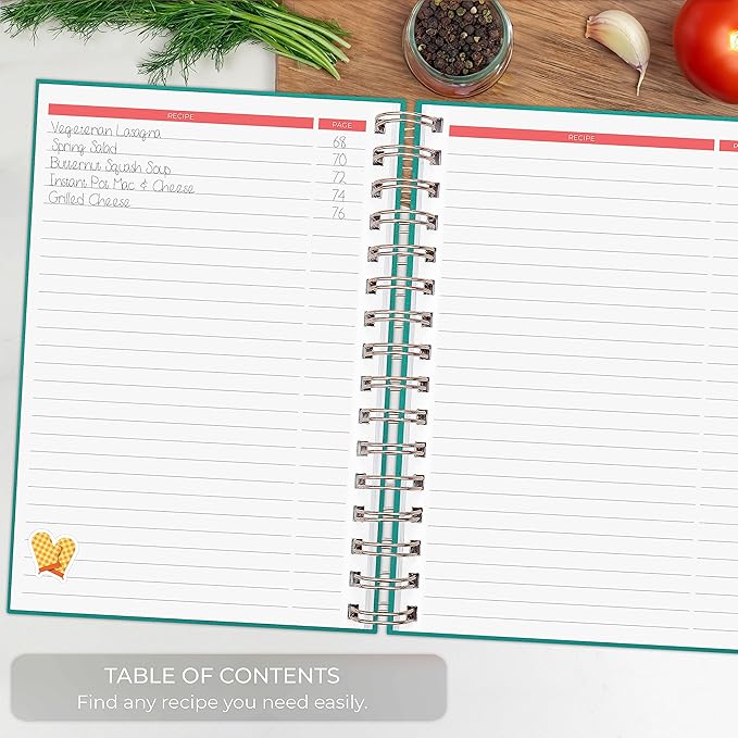 Clever Fox Recipe Book Spiral – Make Your Own Family Cookbook – Blank Recipe Notebook Organizer – Empty Cooking Journal to Write In Recipes – Medium Size, 6.3”x8.3”, Hardcover (Turquoise)