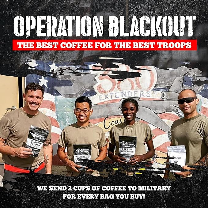 Blackout Coffee Brewtal Awakening Whole Bean Coffee – Dark Roast, High Caffeine, Bold & Strong – Freshly Roasted 12oz Bag