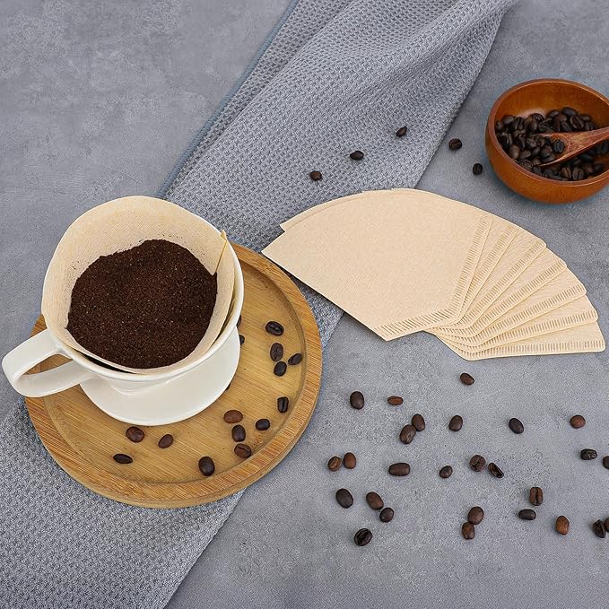 Segarty Coffee Filters Cone, 200 Count #2 Natural Brown Unbleached Paper, Disposable Pour Over Coffee Filter, 02 Size Coffee Filter for Single Serve Brewing Dripping
