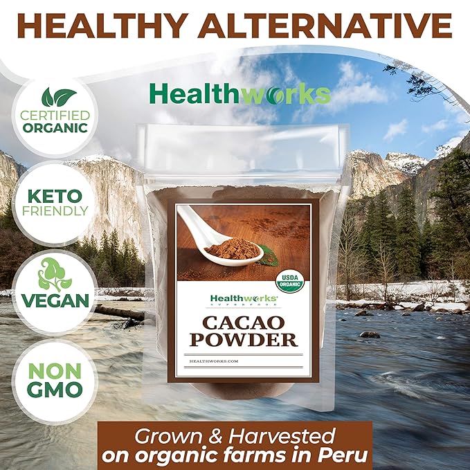 Healthworks Superfoods Organic Cacao Powder - 80 Oz / 5 Lb - Cocoa Chocolate Substitute - Rich Chocolate Flavour - Sugar-Free, Keto, Vegan & Non-GMO - Peruvian Bean/Nut Origin - Antioxidant Superfood - Packaging May Vary