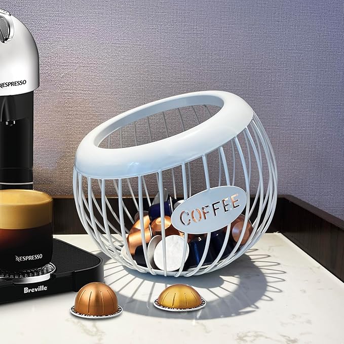 Coffee Pod Holder,K Cup Holder,Large Capacity Kcups Organizer for Counter, Coffee Bar Accessories＆Station Organizer,Pods Storage (White)