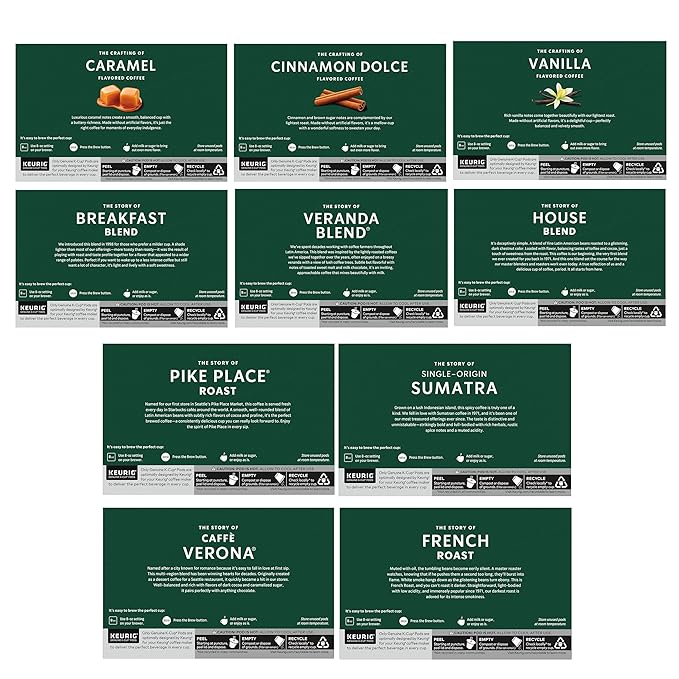 Starbucks K-Cup Coffee Pods, Starbucks Blonde, Medium, Dark Roast and Flavored Hot or Iced Coffee, Variety Pack, 40 Keurig Pods