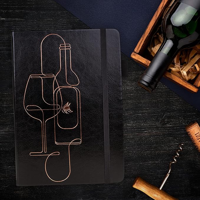 Clever Fox Wine Journal for Wine Tasting – Guided Wine Diary & Log Book with Tasting Instructions, Aroma Wheel, Food Pairing & Glass Guide – 132 Entries, Hardcover, A5 Size (Black)