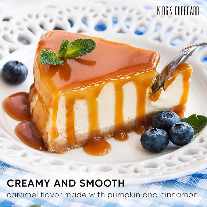 King's Cupboard Pumpkin Spice Caramel Sauce - The Perfect Sauce for Ice Cream, Fruit Dip, Topping Desserts, Pumpkin Spice for Coffee - Gluten-Free, Kosher, All Natural Ingredients, Made in USA 10.4 oz