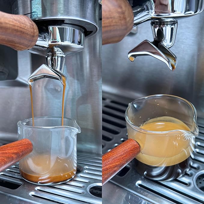 NEOUZA 51mm Portafilter Compatible with Gevi,Yabano,Hamiltion Beach,Farberware,Oster Nova PrimaLatte Espresso Machines Stainless Steel Non-Pressurized Basket Two Spouts (Standard Handle 01 w/Spout)