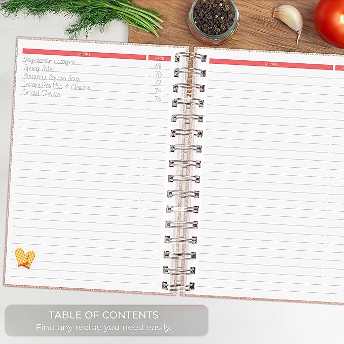 Clever Fox Recipe Book Spiral – Make Your Own Family Cookbook – Blank Recipe Notebook Organizer – Empty Cooking Journal to Write In Recipes – Medium Size, 6.3”x8.3”, Hardcover (Rose Gold)