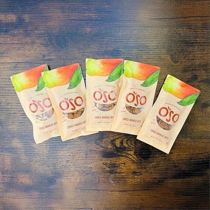 Oso Snacks Dried Mango Bits| 5 Single Bags x 1 Oz | No Sugar Added | No Preservatives | 100% Fruit | No GMO | Simply Fruit. Simply Delicious.