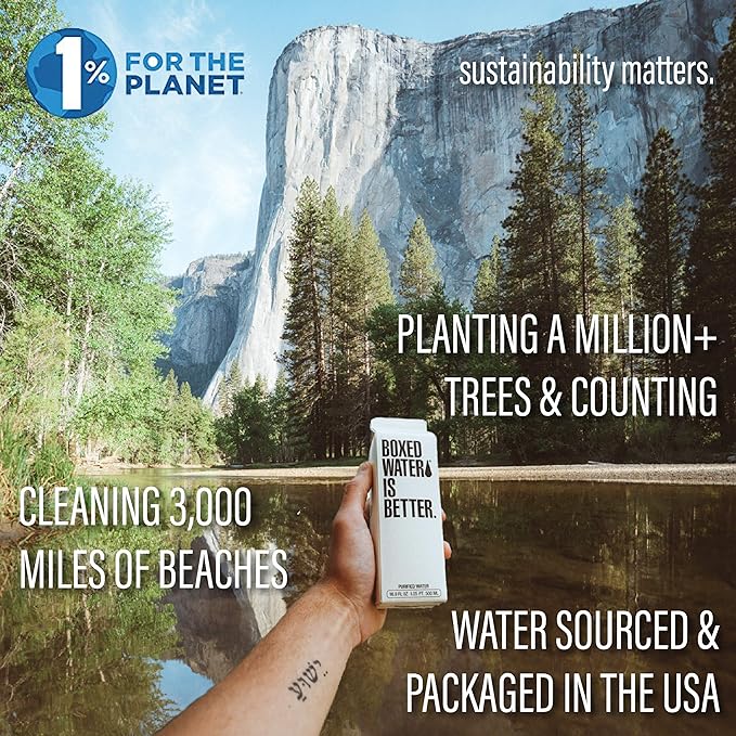 Boxed Water 16.9 oz. (12 Pack) – Purified Drinking Water in Plant-Based Cartons – BPA-Free, Refillable, Reusable – More Sustainable than Premium Plastic Bottles