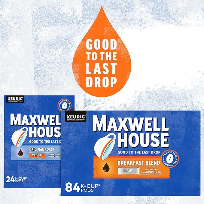 Maxwell House Breakfast Blend Mild Roast K-Cup Coffee Pods Box, 84 Count (Pack of 2)