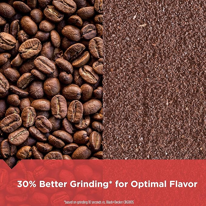 BLACK+DECKER Touch Coffee Grinder,2/3 Cup Coffee Bean Capacity,Spice Grinder,Touch Push-Button Control -150 Watts -Stainless Steel Blades,(Pack of 4)