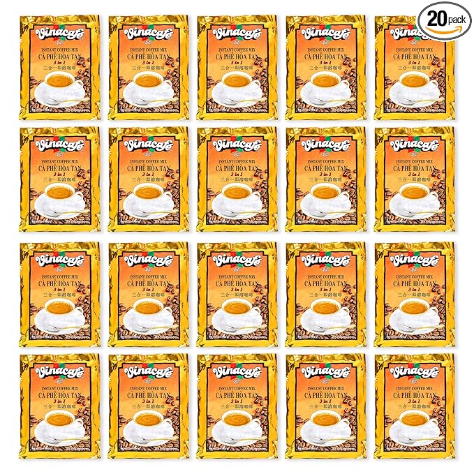 Vinacafe 400 Cts Vietnamese Instant Coffee Mix 3 in 1 Single Serves (Pack of 20 | 20 Sachets Per Bag)
